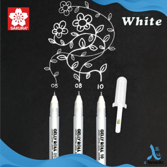 

Pulpen Warna Sakura Gelly Roll White Color Gel Pen Bolpen - WHITE METALLIC