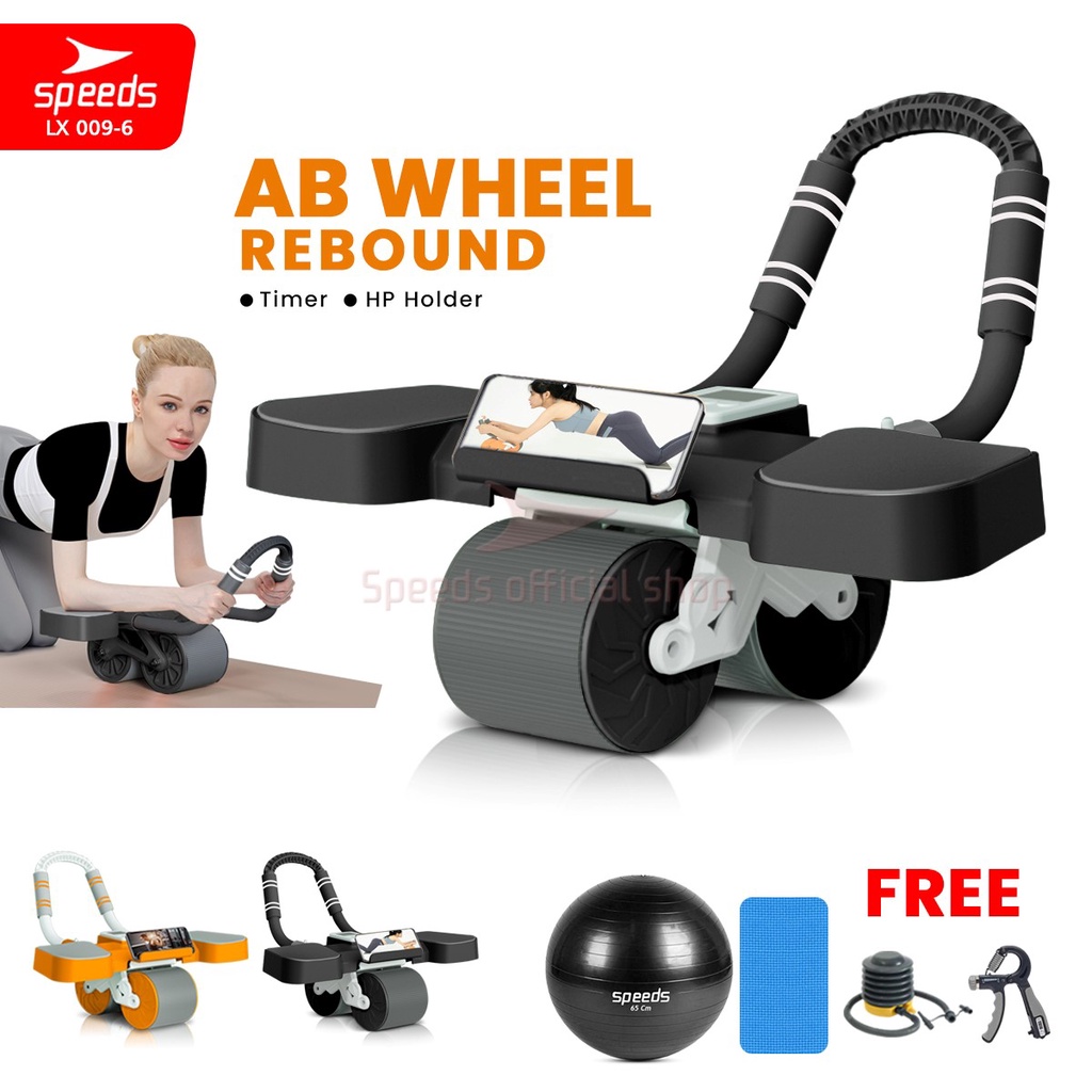 SPEEDS Ab Roller Ab Wheel Automatic Rebound Pembentuk Perut Roller Alat Abdonimal Fitness Olahraga 009-6 HITAM