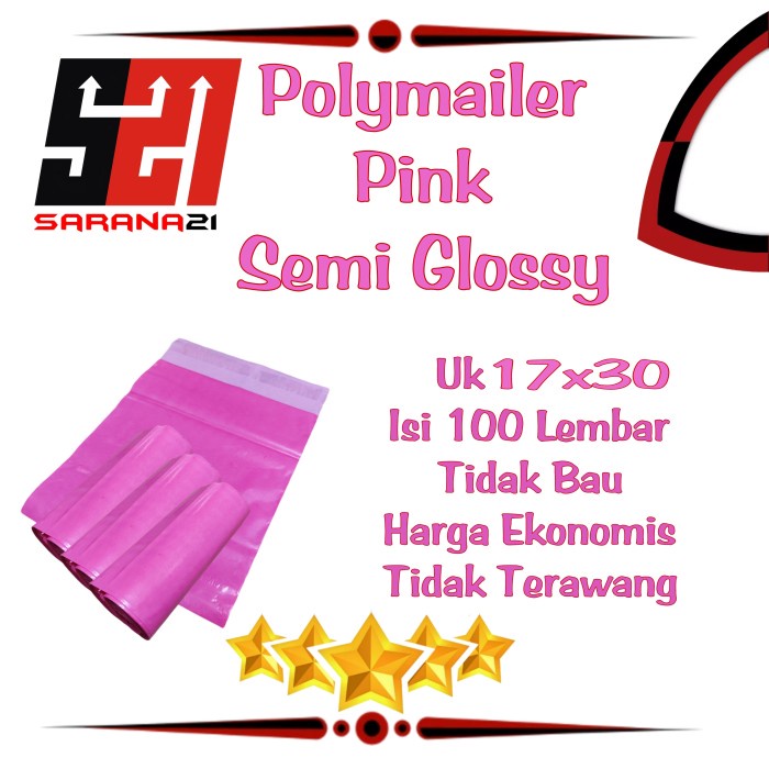 

Plastik Polymailer Semi Glossy Pink 17x30 isi 100 Lembar