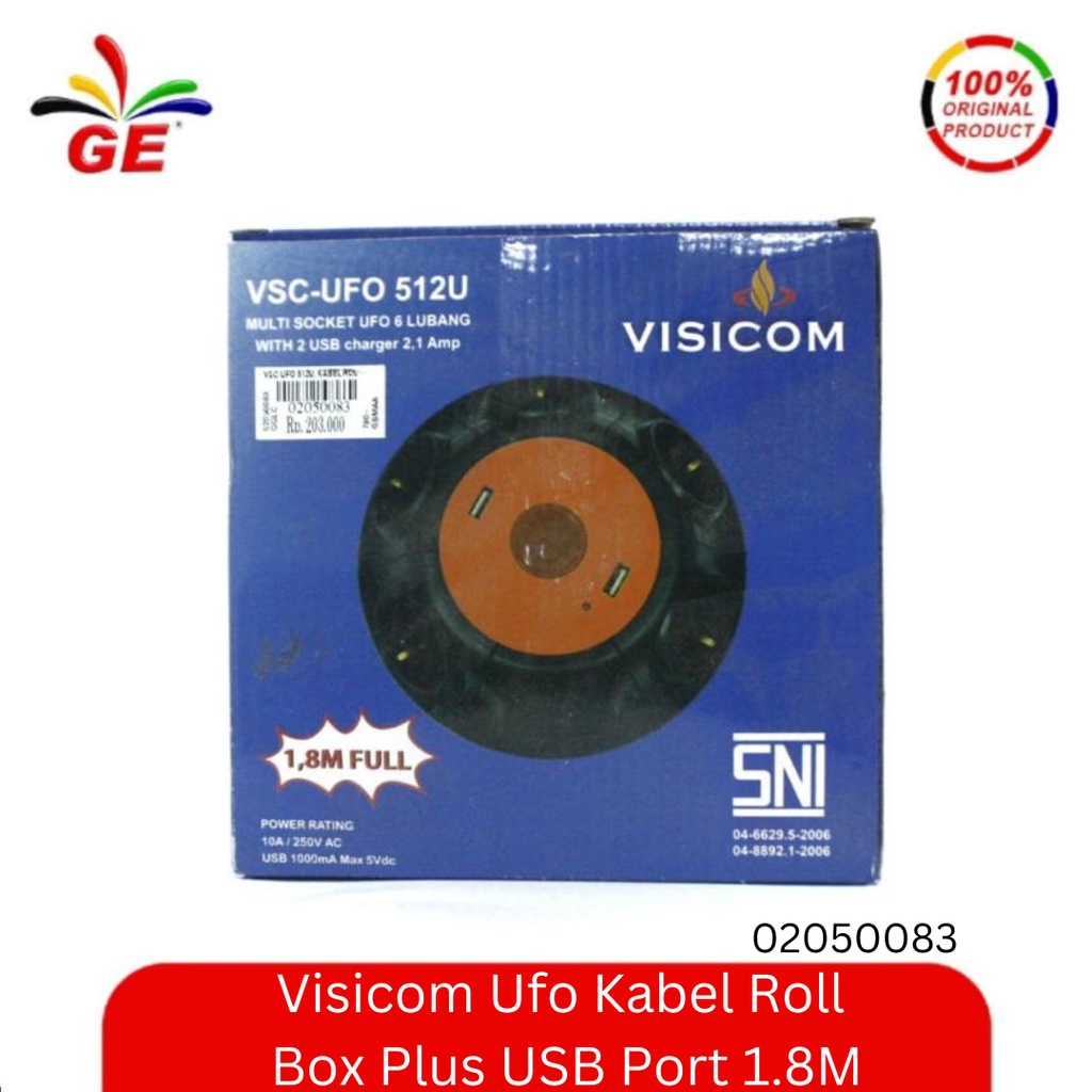 Visicom Ufo Kabel Roll Box Plus USB Port 1.8M - 02050083