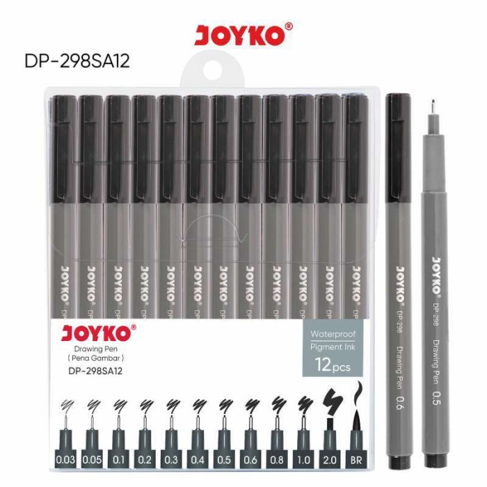 

JOYKO DP 298S DRAWING PEN SET PULPEN SPIDOL GAMBAR LUKIS - 6 Hitam