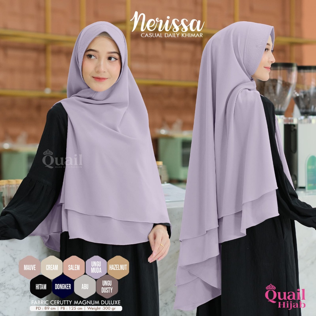 Nerissa Daily Hijab original Quail Hijab Wanita Khimar Ceruty Magnum Ceruty Quail Khimar Quail Neris