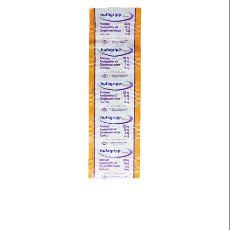 Hufagrip Forte / 10 kaplet -- Obat Batuk Pilek Panas pereda Flu Demam dan Sakit Kepala tablet spt Co