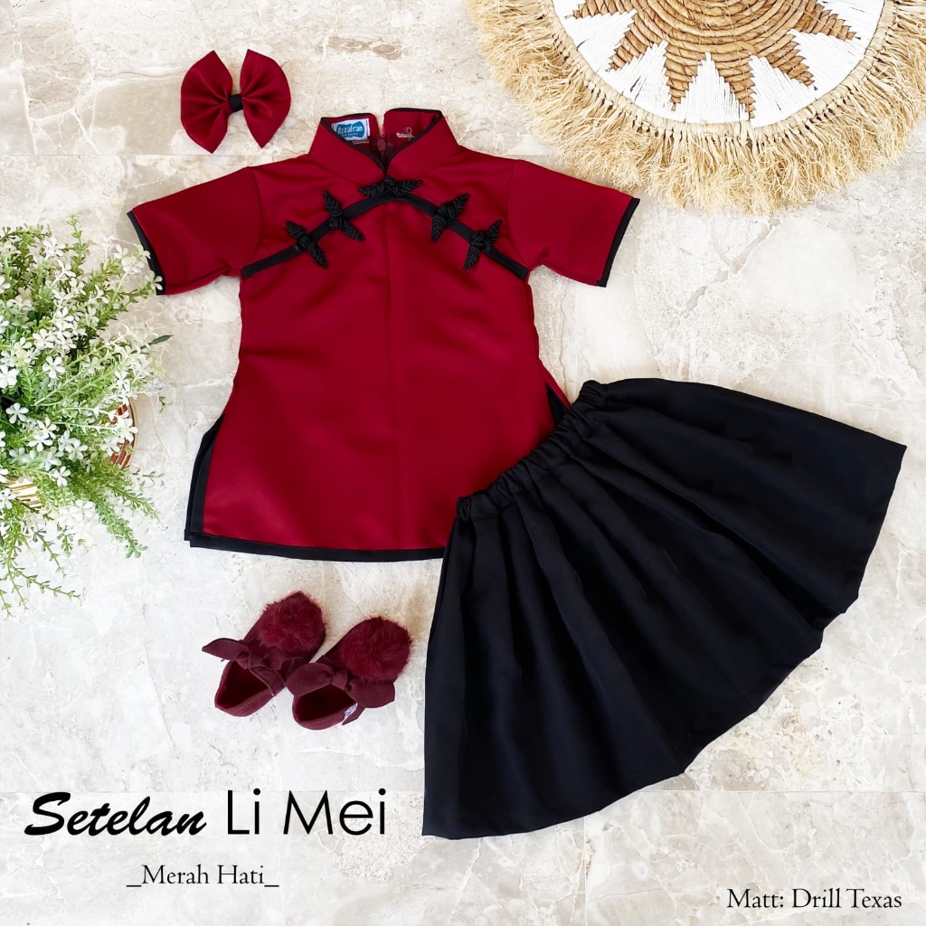 Setelan Li Mei Baju Cheongsam Adat Tradisional China Anak dan Dewasa Kancing Shanghai