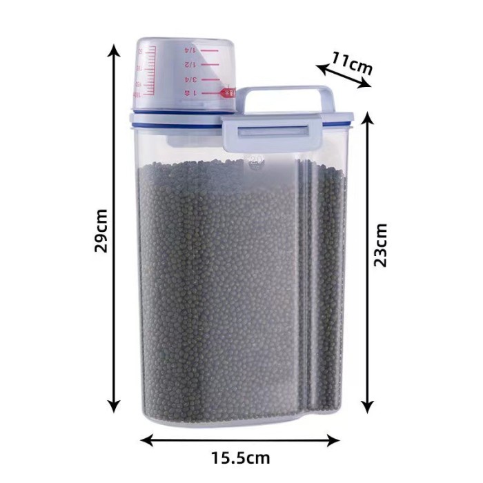 MURAH -Rice Storage Cereal Jar / Tempat Penyimpanan Beras Transparan H279 - 1.5kg- 1.2.23