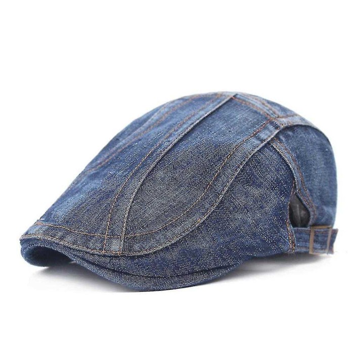 SPCR JAM Topi Pet Painter Hat Flat Cap Jeans Retro Katun J-87