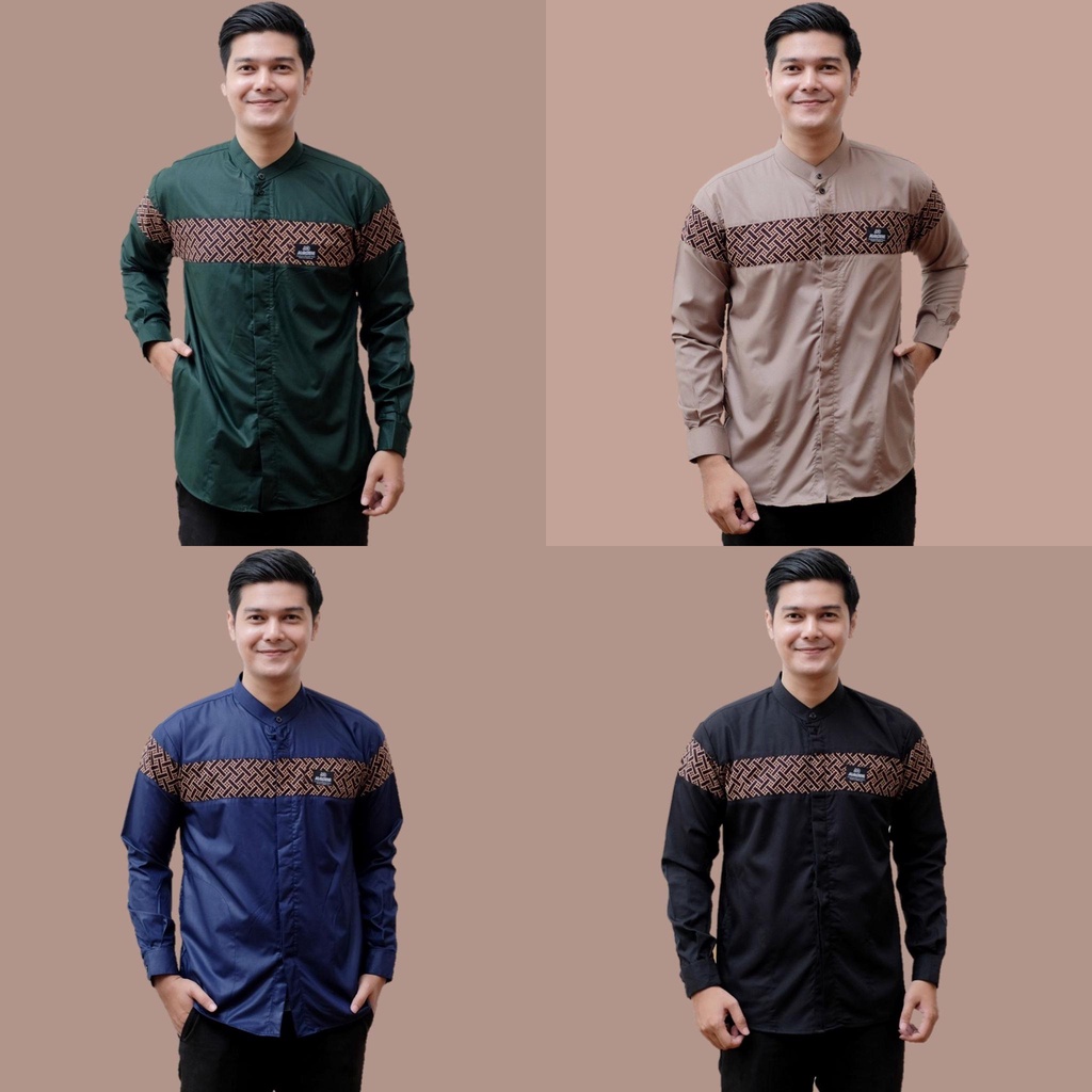 baju koko pria lengan panjang jalaludin el rumi new motif kinang batik