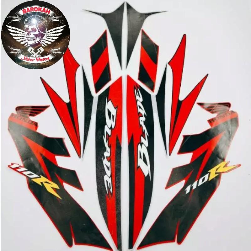 AJS AJS Striping stiker  honda blade 110 r 2009 silver merah stiker Full Bodi standar    Sticker Bis
