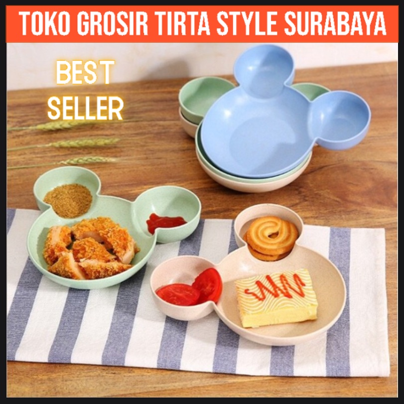 TS26 Piring Makan Anak Karakter Lucu Mickey & Hello Kitty - Mickey Bahan Melamin BPA free TIRTA