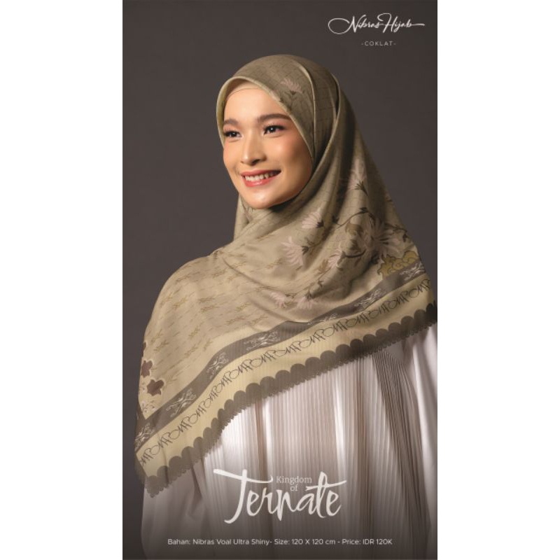 Hijab Motif Segiempat Nibras 120 x 120 cm Bahan Voal Ternate Scarves