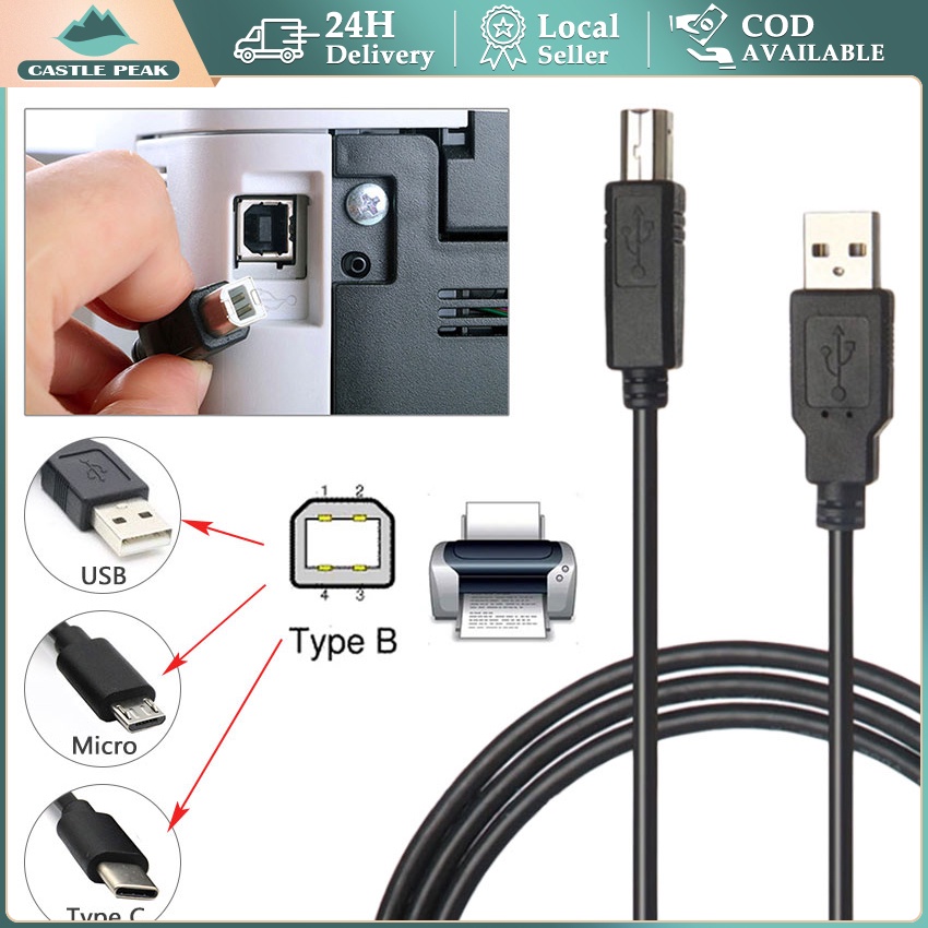 Kabel Printer USB Type A Male to B Male Printer Epson Canon ip2770 HP 2135 Brother