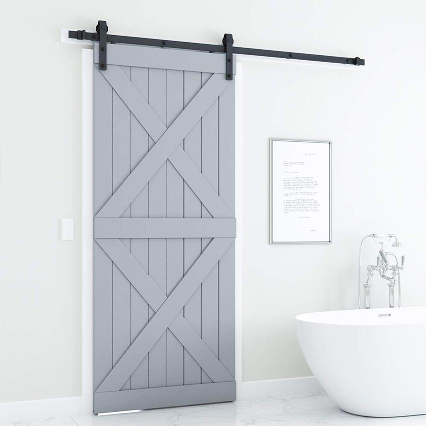 2.44/1.83M Pintu Sleding Tinggal Pasang Barn Door Rel Pintu Geser sliding Barn Door Pintu Geser