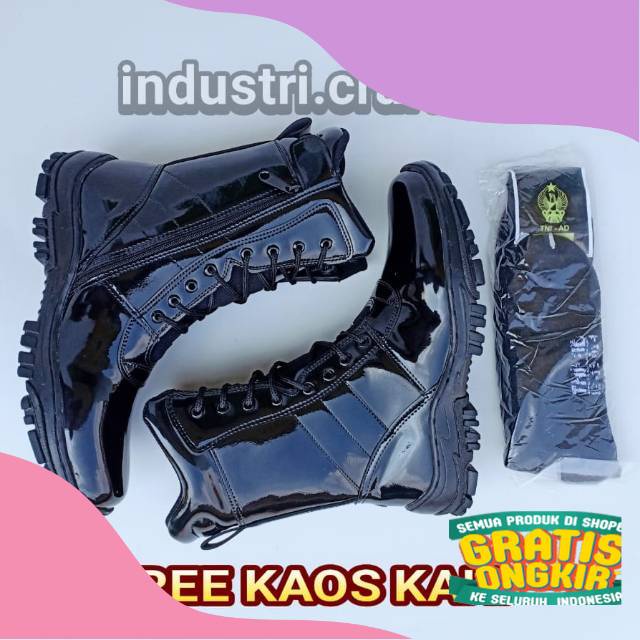 (LA-02 & FREE KAOS KAKI) Sepatu PDL TNI Kilap Tanpa di Semir | PDL Dinas Lapangan Satpam Security PO
