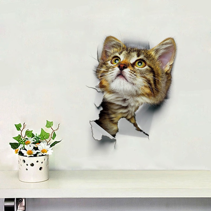 GIANT stiker dinding vynil PVC motif kucing 3D lucu untuk dekorasi kulkas / Wallstiker kamar tidur /