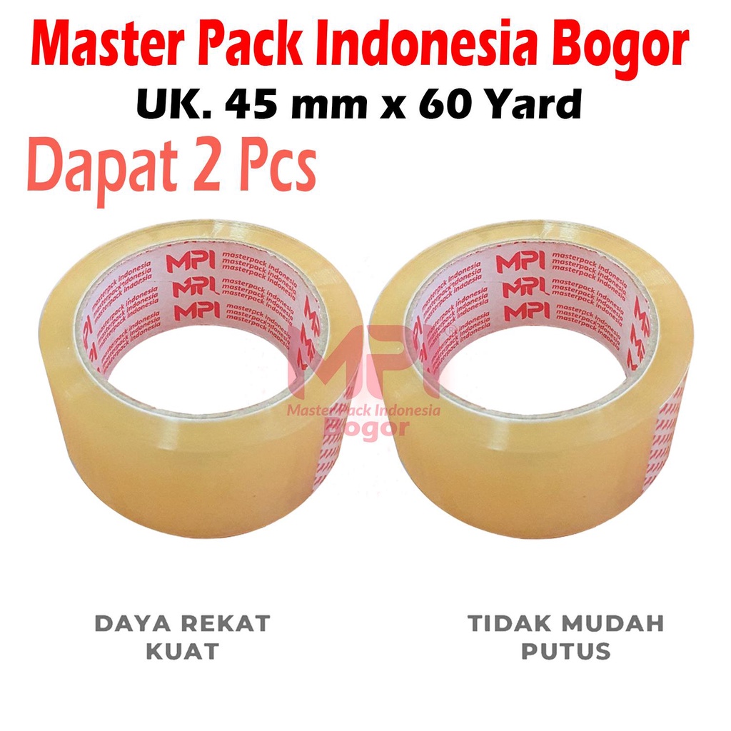 

[ 2 PCS ] Lakban Bening 45 mm x 60 Yard / Lakban Untuk Packing - Master Pack Indonesia Bogor