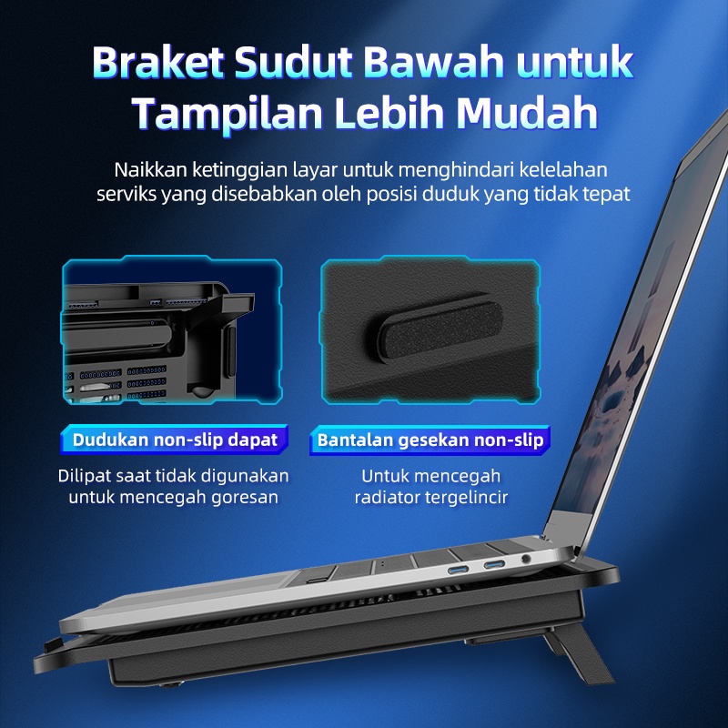 NETPAC Cooling Pad Laptop Kipas Fan Laptop Portable for 10-14 inci Kipas Senyap / Port USB Ganda / D