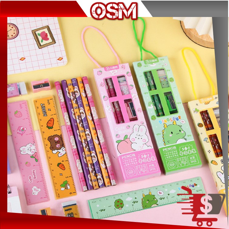 

OSM - S5989 Set Alat Tulis 5 In 1 / Set Alat Tulis Kartun / Set Alat Tulis 5 In 1 Lucu / Set Alat Tulis Anak Motif Kartun