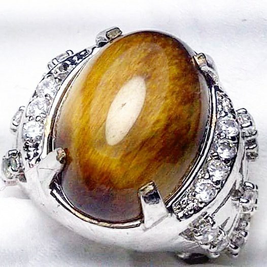 ( COD ) Cincin Batu Akik Asli Biduri Sepah Motif Bulu Macan