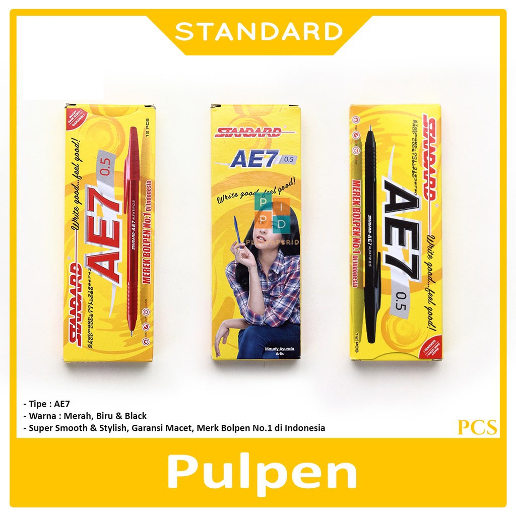 

Standard - Pulpen Bolpen Ball Point AE7 0.5mm Super Smooth - Lusin / 12 Pcs