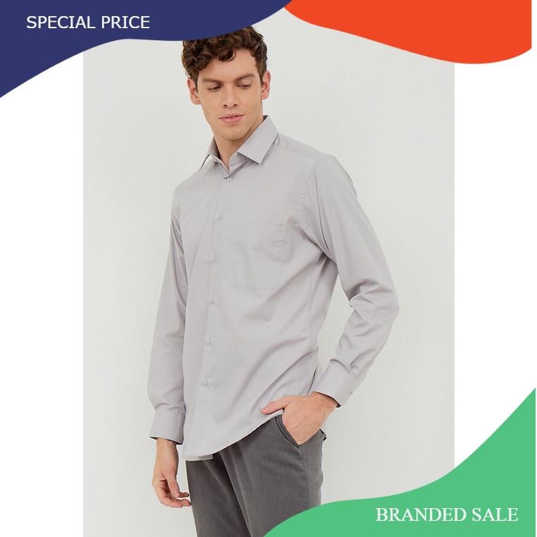 ALISAN Kemeja Lengan Panjang Polos Slimfit  Abu 1 - PLSSFLS