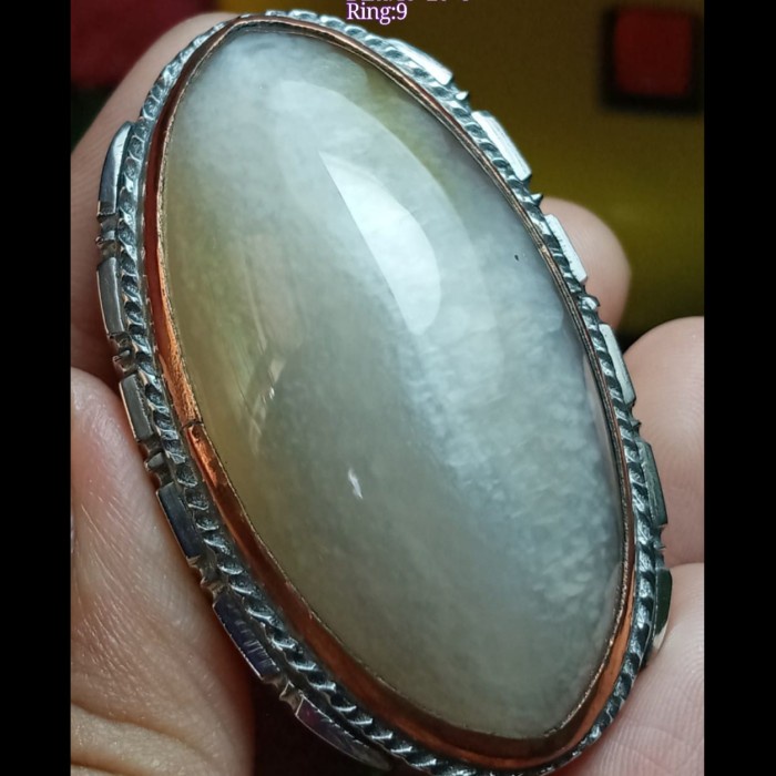 Cincin Batu Akik Pandan Semu Nanas Kapas Sutra Merah Lumut Oli Antik 6