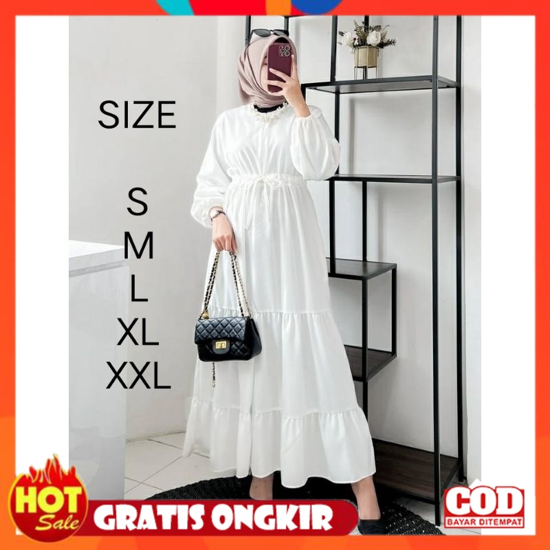 KAIN ADEM HALUS TEBAL / ADIRA SIZE S, M, L, XL, XXL MAXY DRESS BAJU REMAJA PUTIH POLOS KOREAN LOOK S