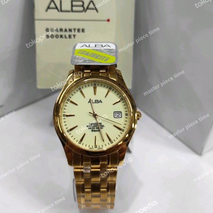 Jam Tangan Alba Pria AXHK88 AXHK88X1 lumibrite Gold Original