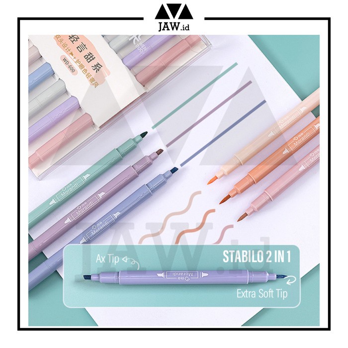 

JAW.id 6 PCS Spidol Highlighter Pastel Colour Pen Journal Marker Pen