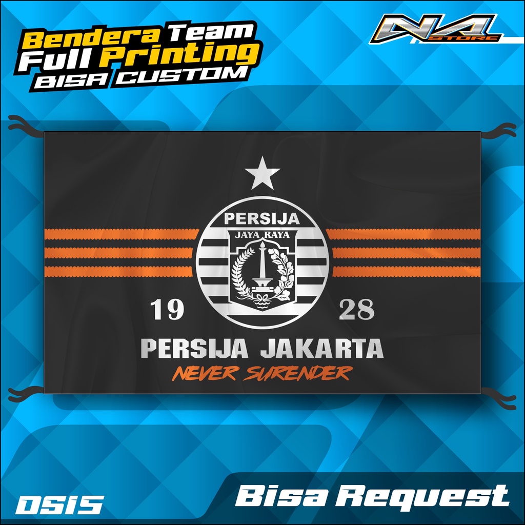Mini Flag , Spanduk , PERSIJA JAKARTA Custom Full Printing Bahan Kain Satin Bisa Request - NA STORE