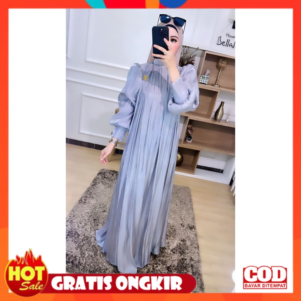 KAIN ADEM HALUS TEBAL / BELLALUNABUTIK - MAUDY DRESS SHIMMER FREE BELT