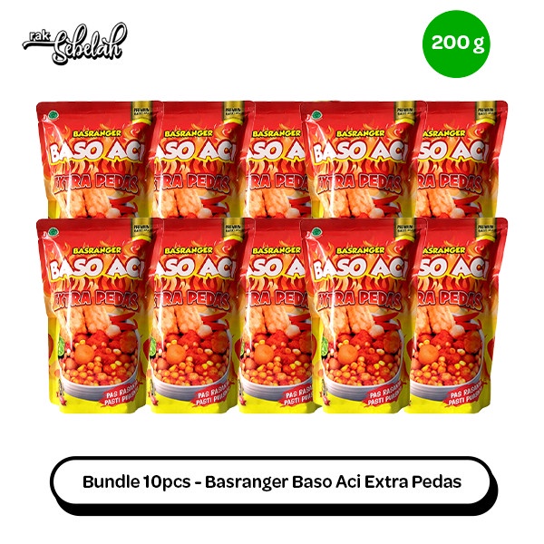 

Bundle 10pcs Basranger Baso Aci Extra Pedas 200gr Makanan Instan Siap Saji | Ready to Eat | Rak Sebelah