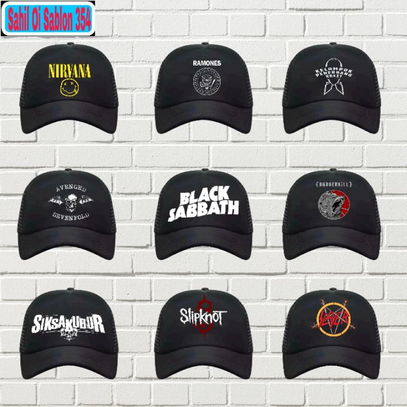Topi SNAPBACK  BAND METAL nirvana/avenged seven fold/black sabbath/Slipknot/slayer/Burgerkill/ramone