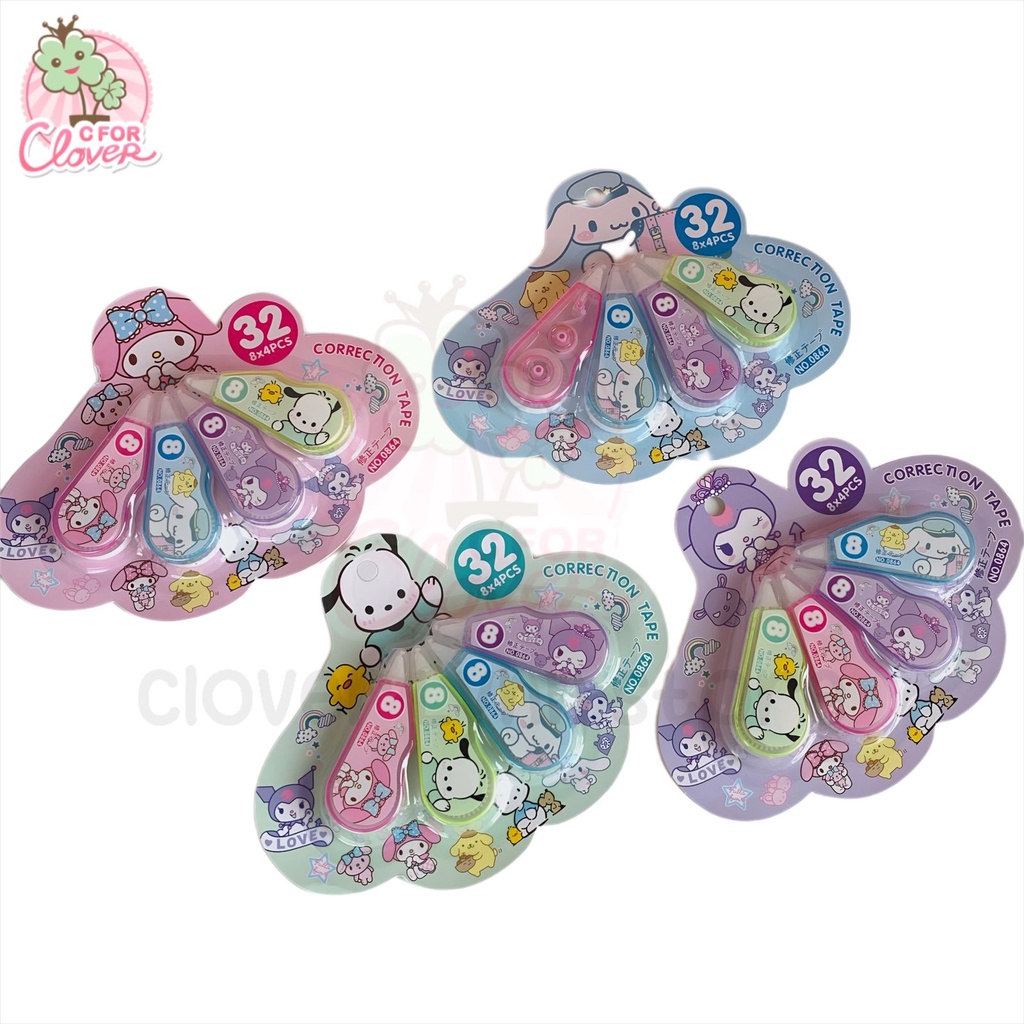 TIP-EX ROLL SET ISI 4 kertas kering kawaii momo lucu correction tape