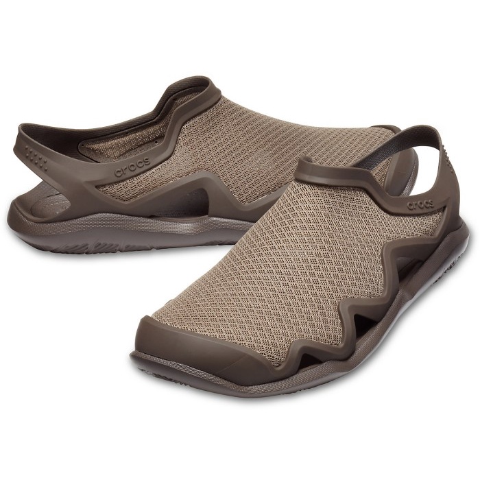 best -Crocs / Crocs Pria / Sepatu Sandal Crocs / Crocs Swifwater Mesh Wave - COKLAT, M7