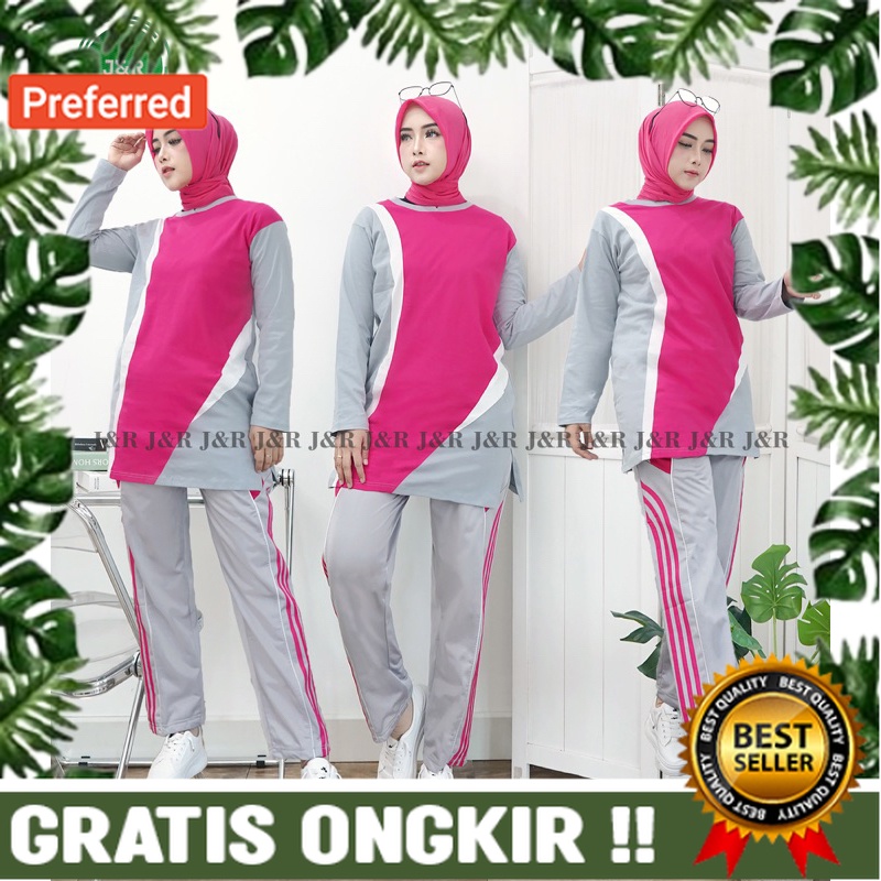STELAN OLAHRAGA MUSLIM TERBARU KERAH BULAT (GREY SERIES)// BAJU OLAHRAGA / TRAINING / OUTFIT FITNESS
