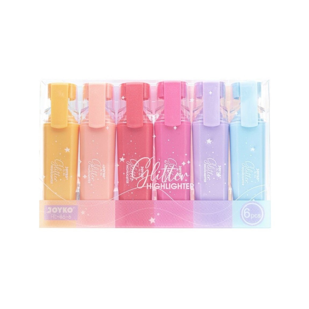 

[SET] Highlighter Glitter / Penanda 6 Warna Pastel - Joyko HL-86-6 MURAH