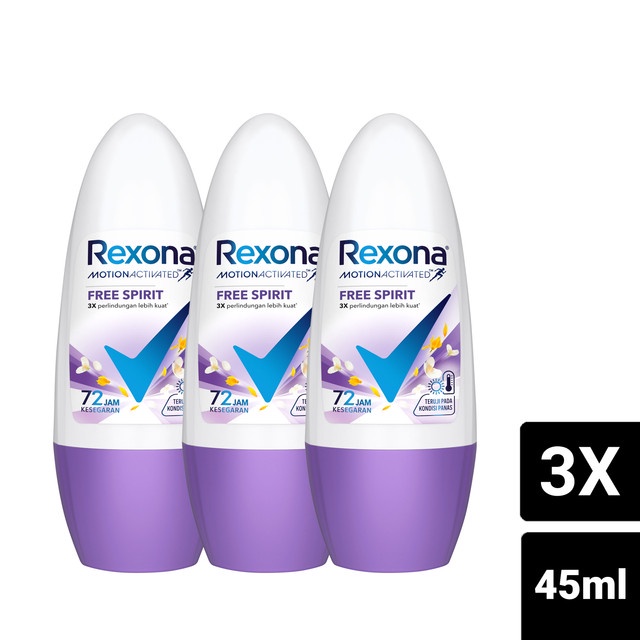 Rexona Women Antiperspirant Deodorant Free Spirit Roll On 45ml x3