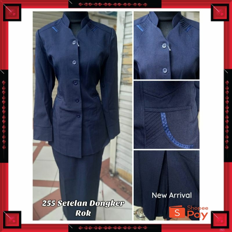 12.12 SERAGAM SALE / SETELAN BAJU SERAGAM KERJA BIRU DONGKER GURU WANITA KEREN  READY SET ROK & CELA