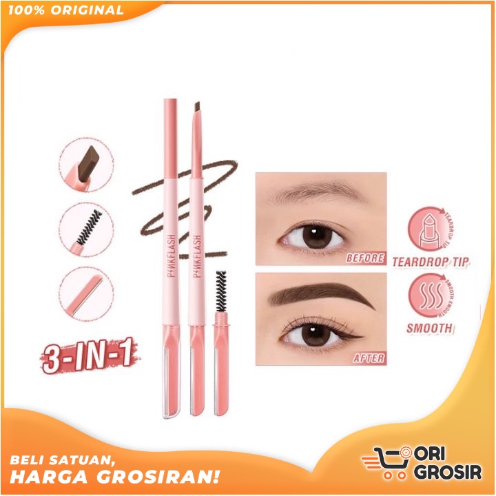 ORI Grosir PINKFLASH PinkDefiner 3-in-1 multi-use eyebrow pencil Long-lasting Smooth stroke