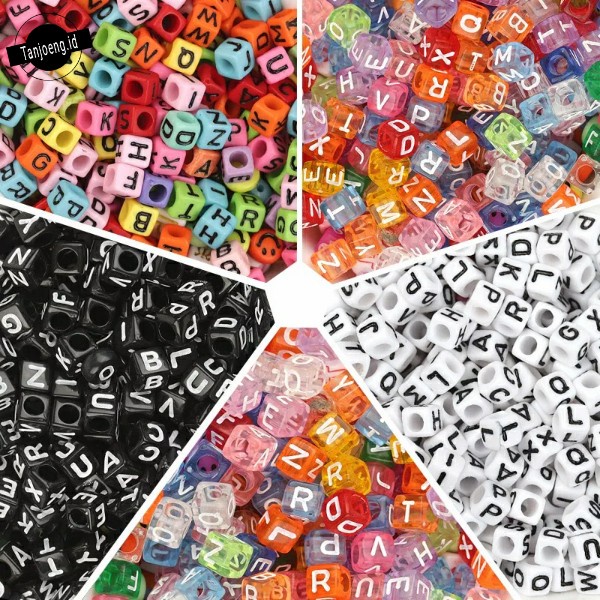 110Pcs Mote Huruf Manik Manik Huruf Mote Alfabet Manik Meronce