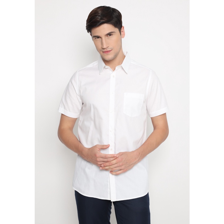 Jobb Pitfield Kemeja Pria Lengan Pendek Slim Fit Putih