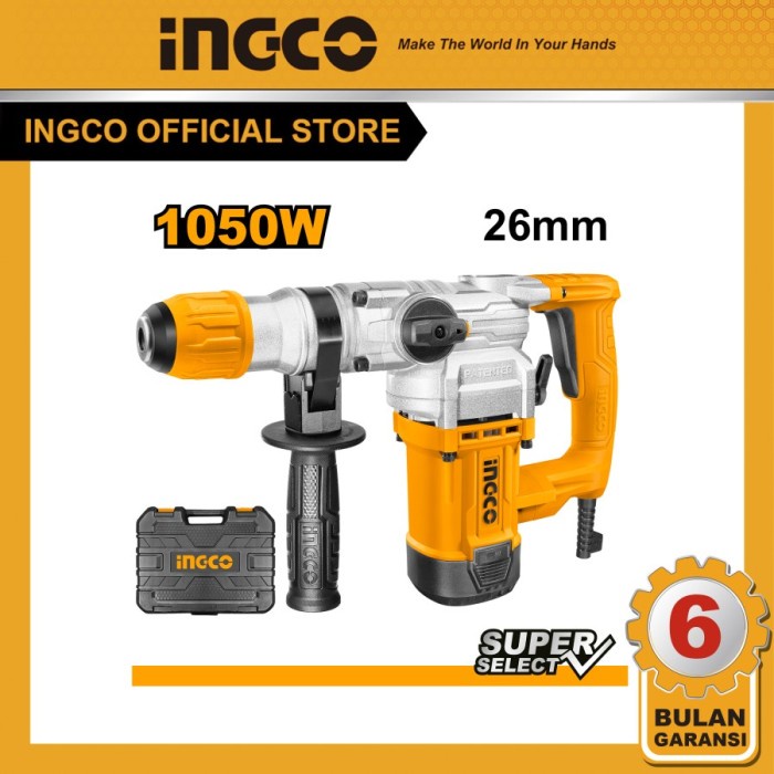 INGCO RH10506 Mesin Bor Rotary Hammer Bobok Demolition Beton 1050W