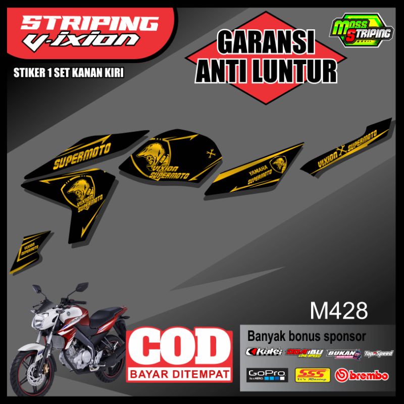 COD STIKER STICKER STRIPING VARIASI VIXION NEW LIGHTING NVL MOTIF TEMA GAMBAR SUPERMOTO SEMI FULLBOD