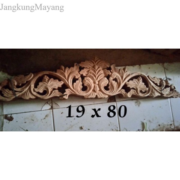 

Terlaris Ukiran tempel mahkota 19x80cm, Mahkota ukir kayu mahoni murah