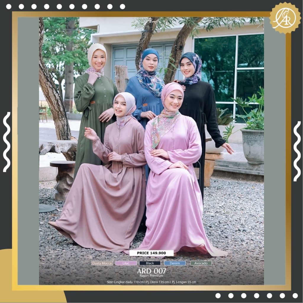 Arrafi Daily - Baju Gamis Rayon Premium Polos Dress Casual Basic Terbaru ARD 007 LD 110 Variasi Tali