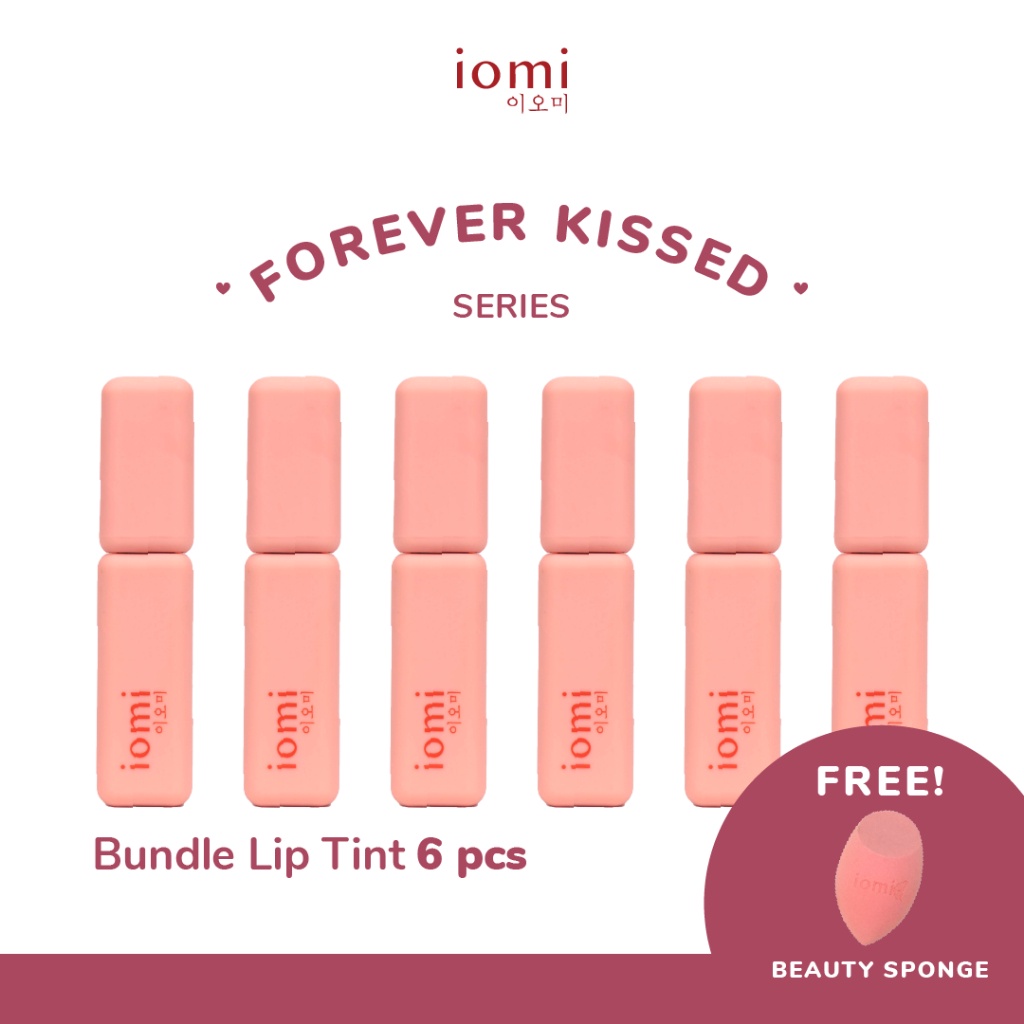 IOMI [Bundle 6 PCS All Shades + FREE Beauty Sponge] Color Lip Tint FOREVER KISSED SERIES - Hazel App