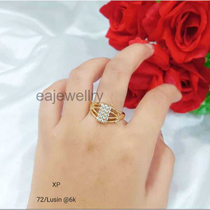 Cincin XP Kotak Permata Realpict Anti Karat Berlapis Emas 24 Karat