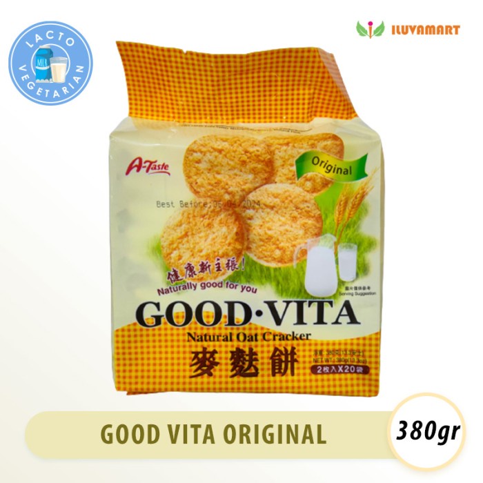 

Good Vita Natural Oat Cracker 380gr Biskuit Cracker Tanpa Gula - ORIGINAL