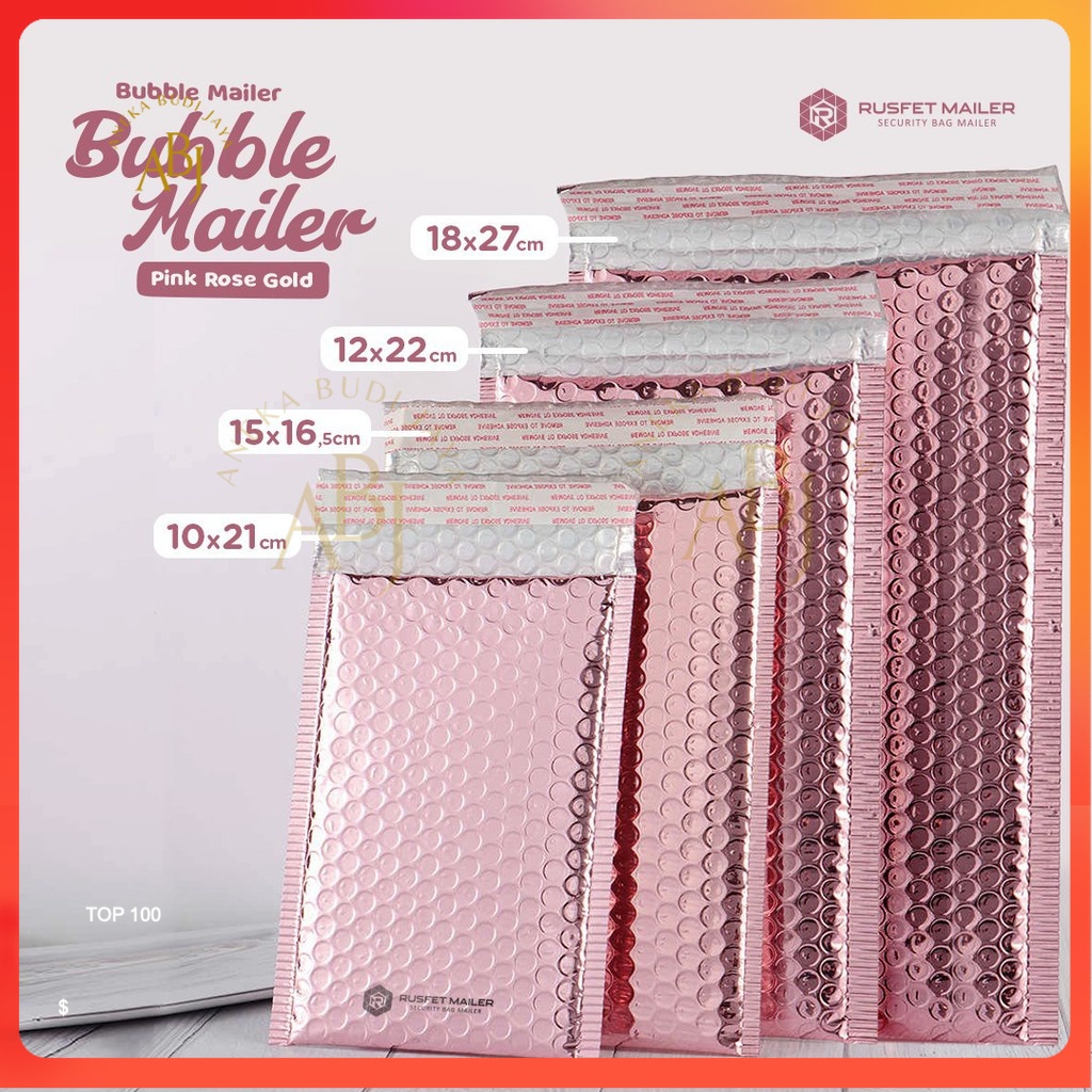 Amplop Bubble Murah | Bubble Mailer Premium | PolyBubble Murah Motif Pink Rose Gold