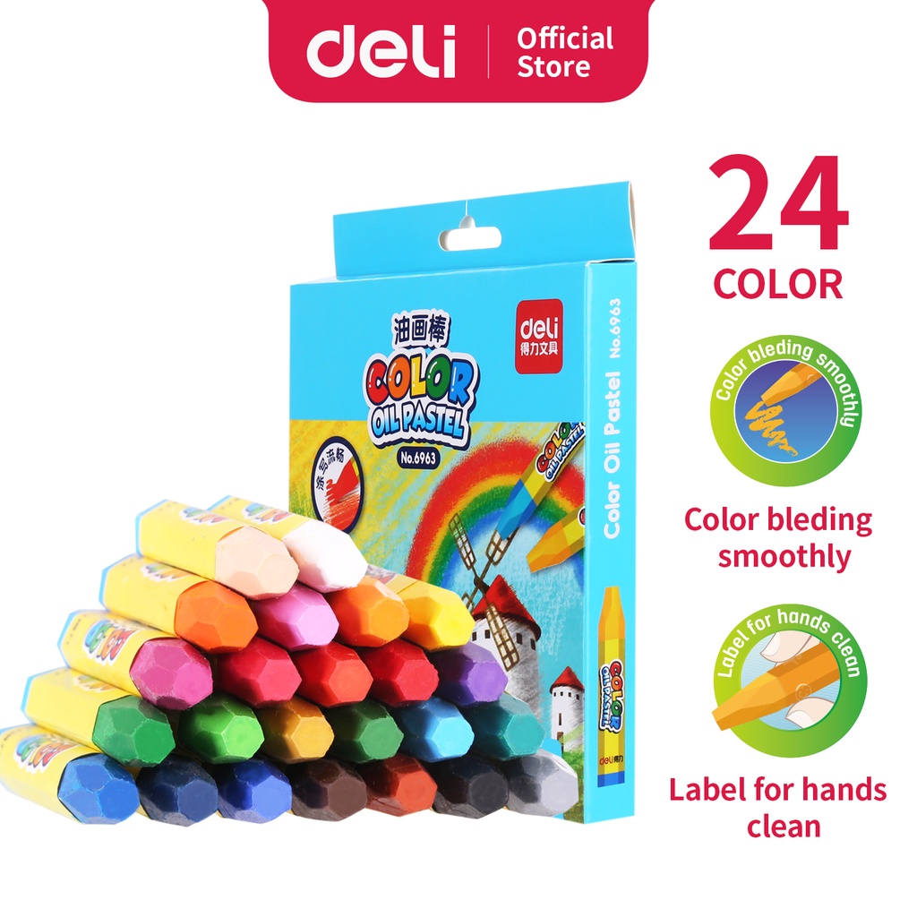 

Krayon Warna Anak Deli Oil Pastel (ASST) blue 6963 24 colors Crayon